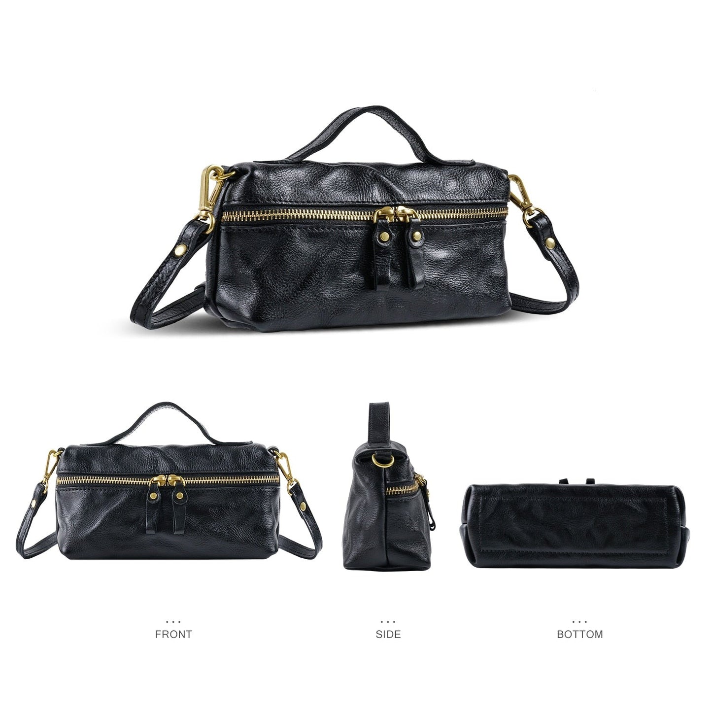 Genuine Leather Womeng Unique Design Fashionable And Simple Retro Casual Shoulder Messenger Bag