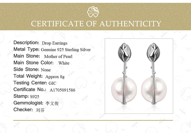 925 Sterling Silver Earrings Jewelry Flower Pearl Earrings for Women
