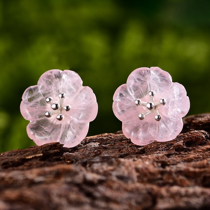 925 Sterling Silver Earrings Crystal Jewelry Flower Earrings for Women