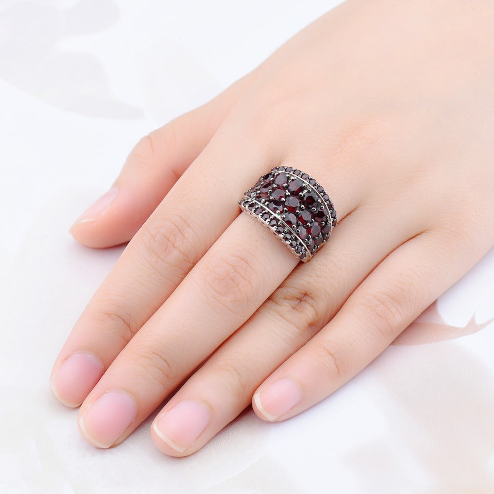 925 Silver Ring Jewelry Red Pomegranate Rings for Women