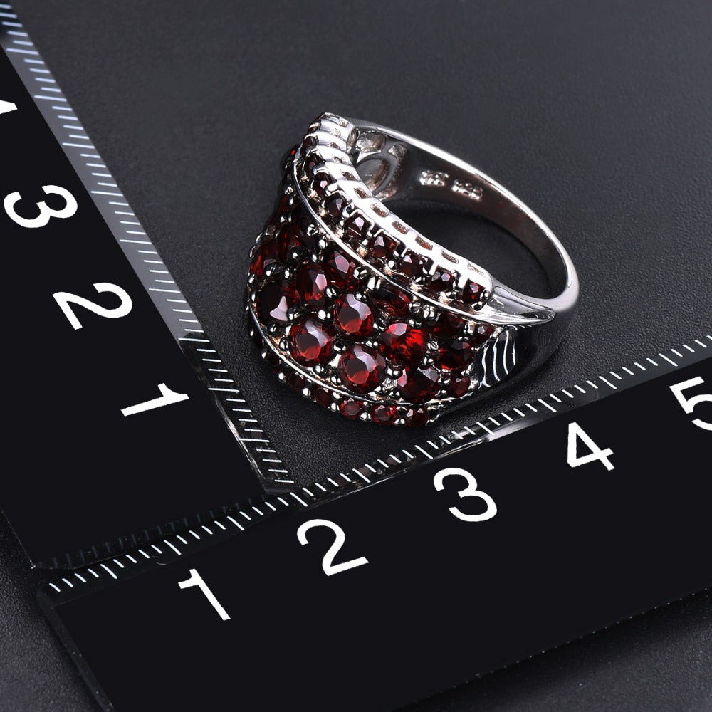 925 Silver Ring Jewelry Red Pomegranate Rings for Women