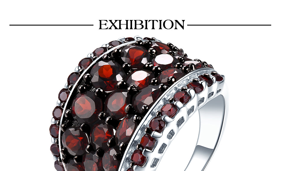 925 Silver Ring Jewelry Red Pomegranate Rings for Women