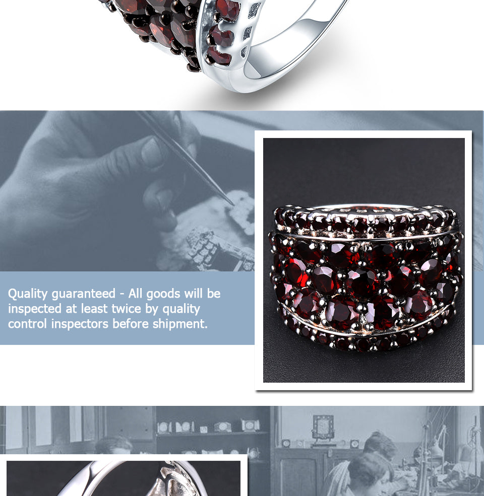 925 Silver Ring Jewelry Red Pomegranate Rings for Women