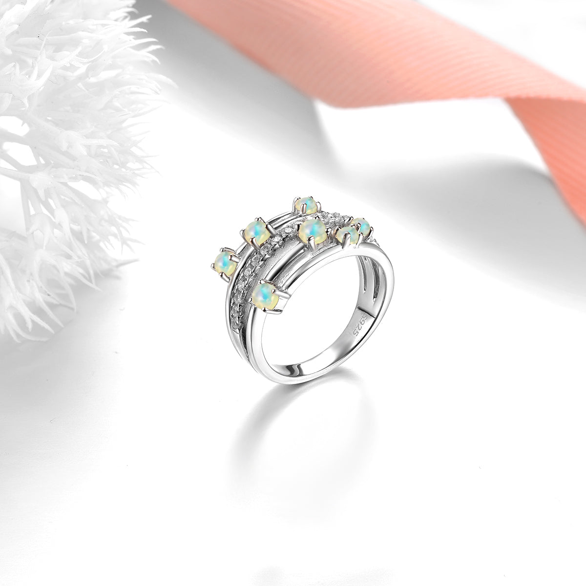 Natural Opal 925 Silver Ring for Women