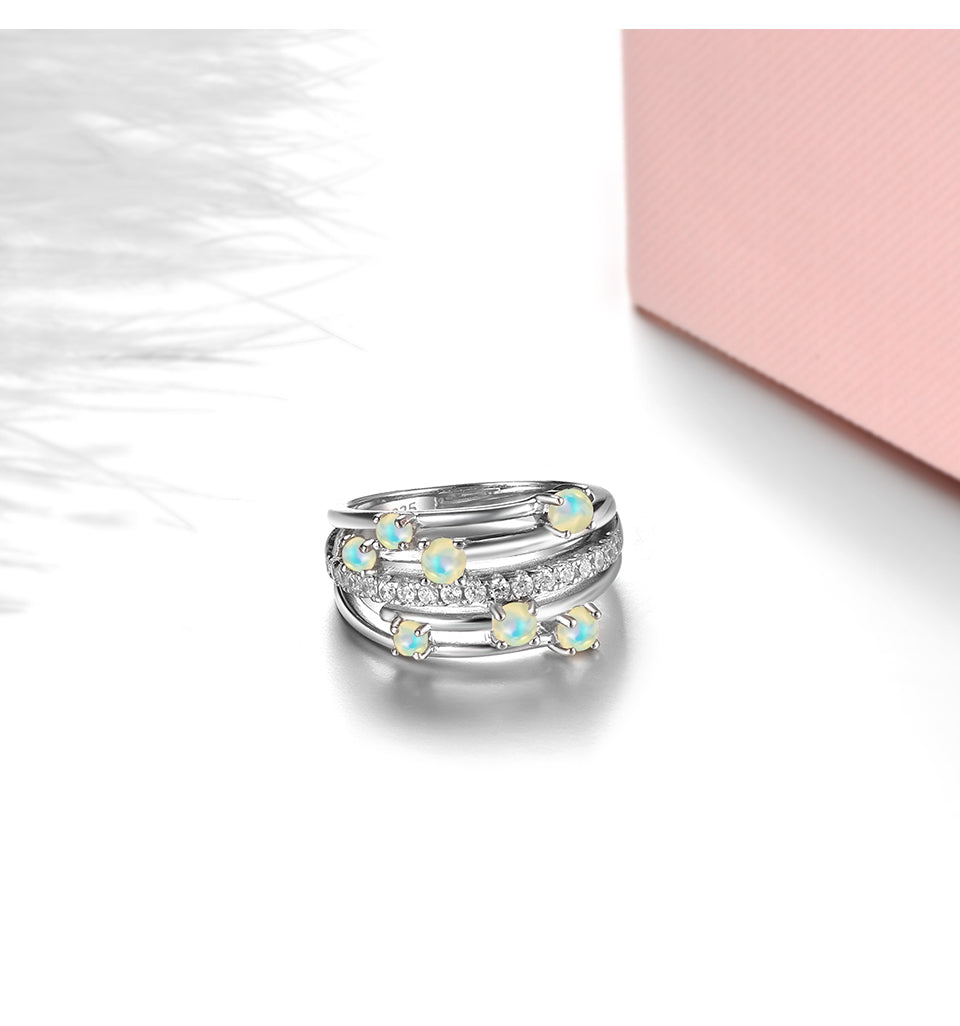 Natural Opal 925 Silver Ring for Women