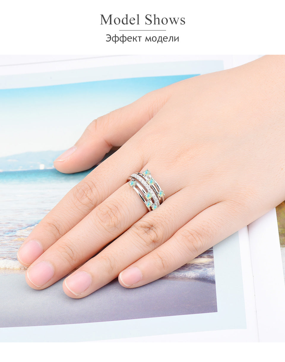 Natural Opal 925 Silver Ring for Women