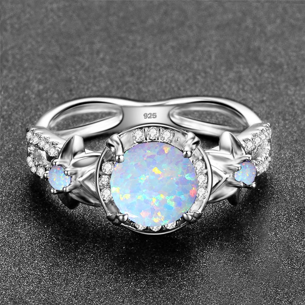 925 Sterling Silver Ring Opal Rings Elegant Jewelry