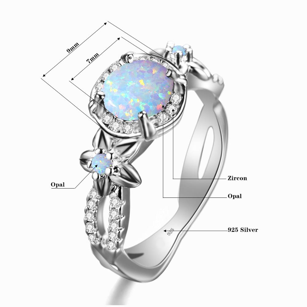 925 Sterling Silver Ring Opal Rings Elegant Jewelry