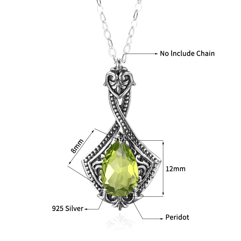 Peridot Pendant Water Drop Green Gemstone Jewelry