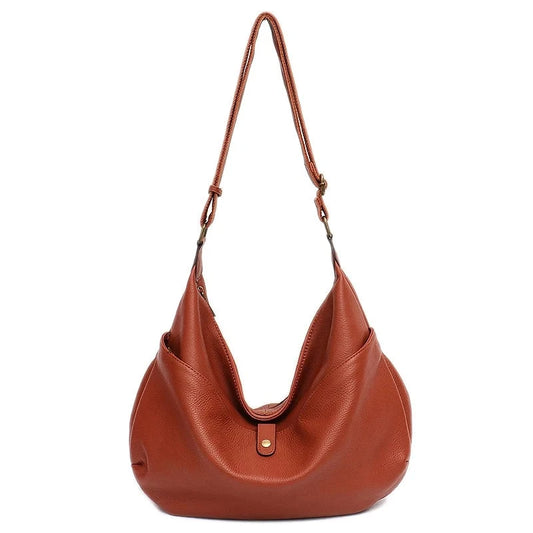 Women Luxury Design Shoulder Bag Large Genuine Leather Hobo Crossbody Purse Ladies Soft Cowhide Commute Handbag Shopping Bags