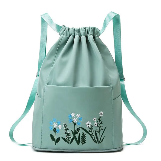 Women's Drawstring Backpack Folding Soft Multifunction Portable Fashion Women Travel Shopping Handbag