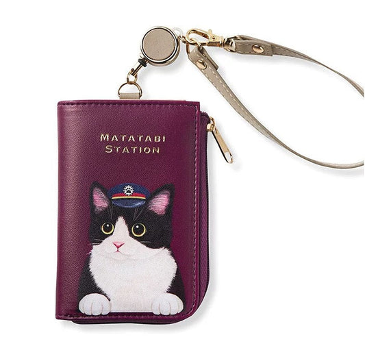 Creative cat card holder coin purse stretchable bus card holder key storage bag