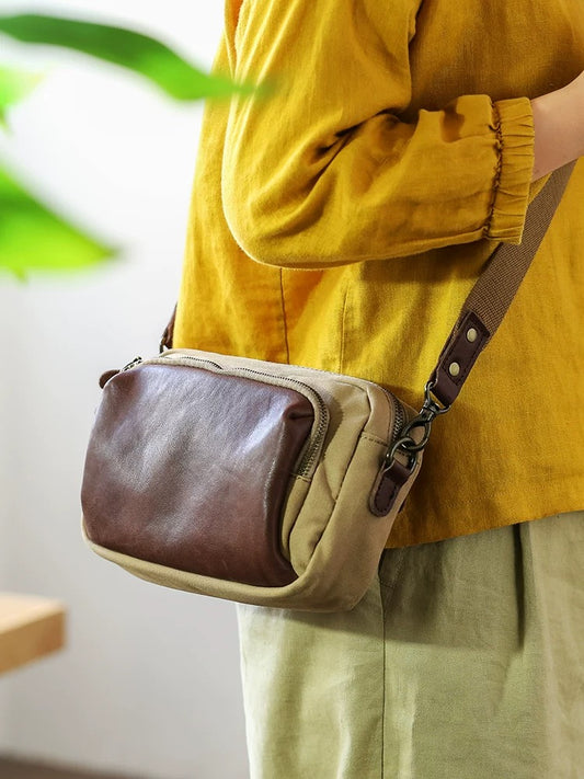 Small Canvas Bag Women's Shoulder Crossbody Chest Bag Simple Casual Bag