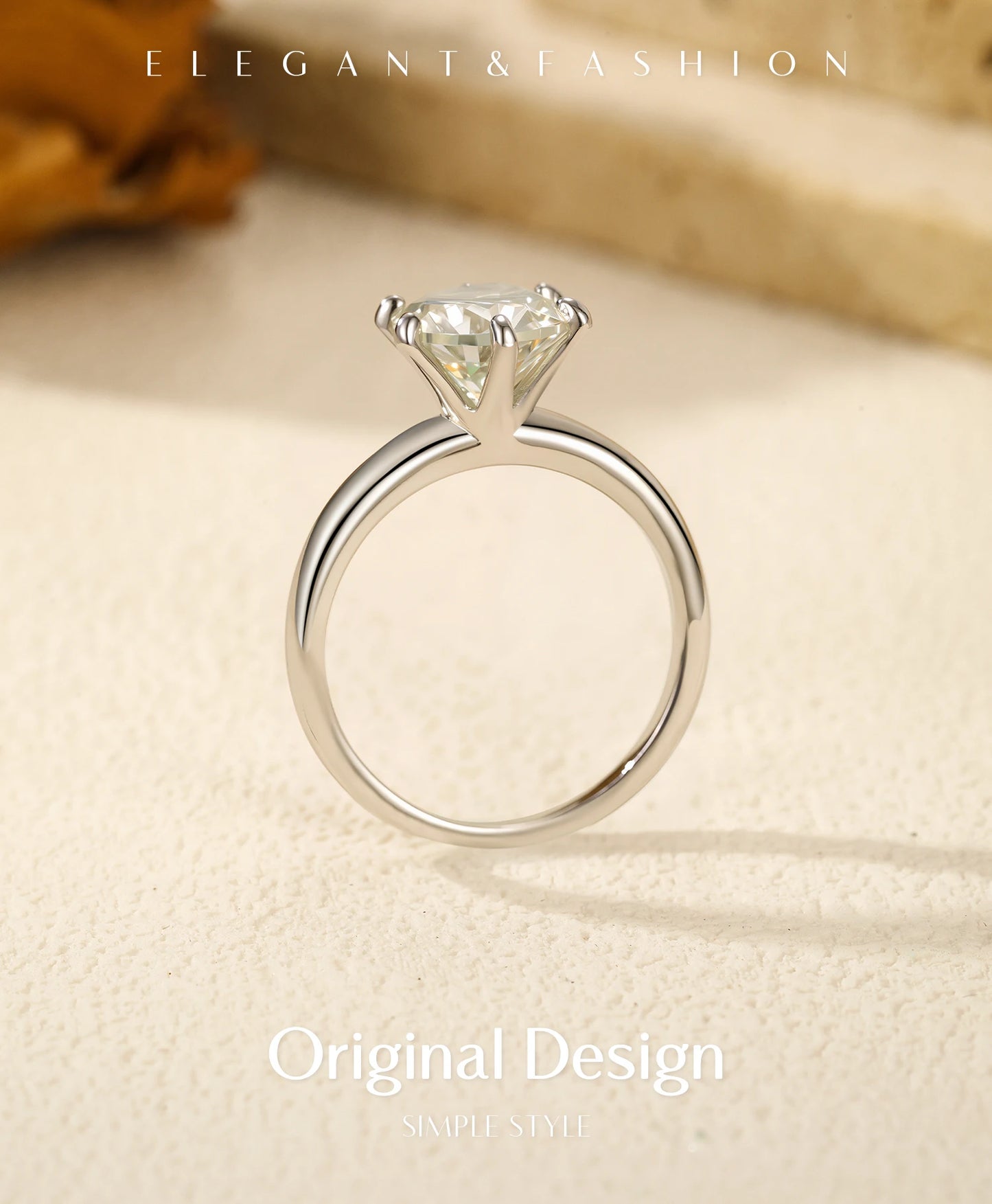 2ct D Color VVS1 Clarity Moissanite 925 Sterling Silver Dazzling Classic Crown Rings For Women