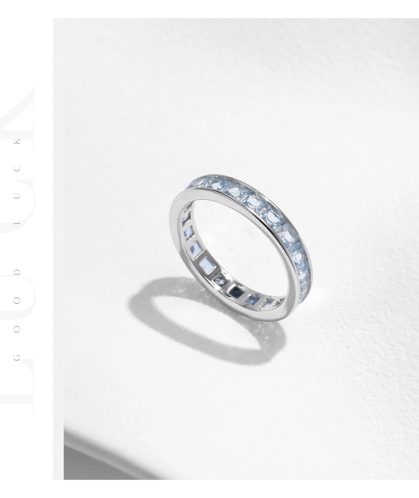 925 Sterling Silver Luxury Square Zirconia Finger Ring Fashion Stackable Eternity Band Rings For Women