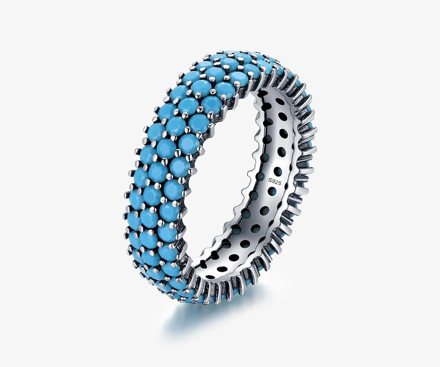 Genuine 925 Sterling Silver Luxury Turquoise Finger Rings For Women Vintage Rings