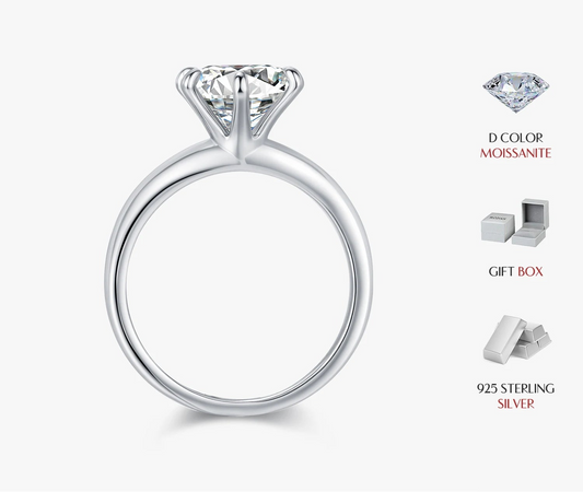 2ct D Color VVS1 Clarity Moissanite 925 Sterling Silver Dazzling Classic Crown Rings For Women