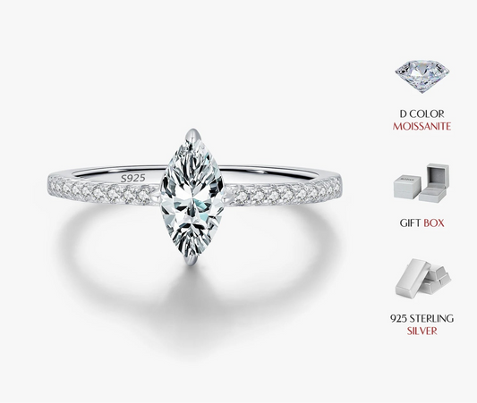 0.5Ct Rhombus Moissanite Ring 925 Sterling Silver Sparkling Lab Created Diamond For Women