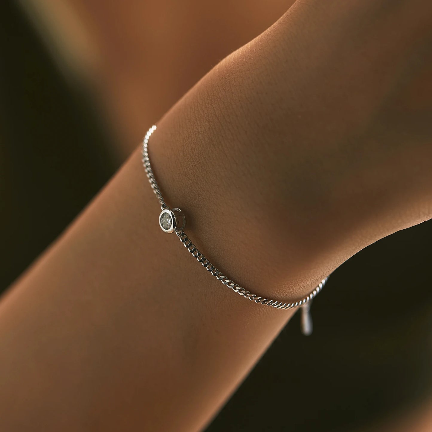 0.25CT Moissanite Bezel Setting Bracelet For Women Diamond 925 Sterling Silver Elegant Chain Bracelet