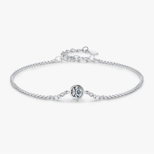 0.25CT Moissanite Bezel Setting Bracelet For Women Diamond 925 Sterling Silver Elegant Chain Bracelet