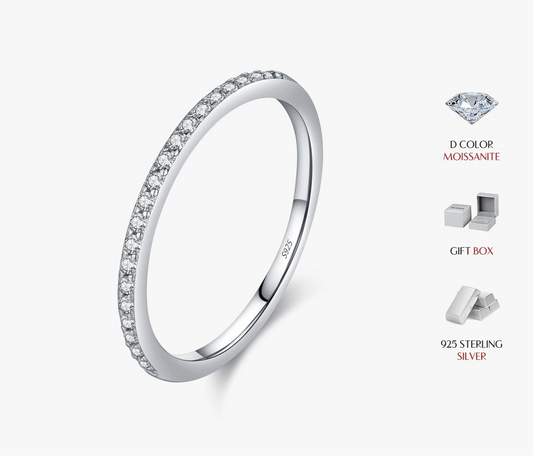 Simple Eternity Moissanite Ring 925 Sterling Silver For Women