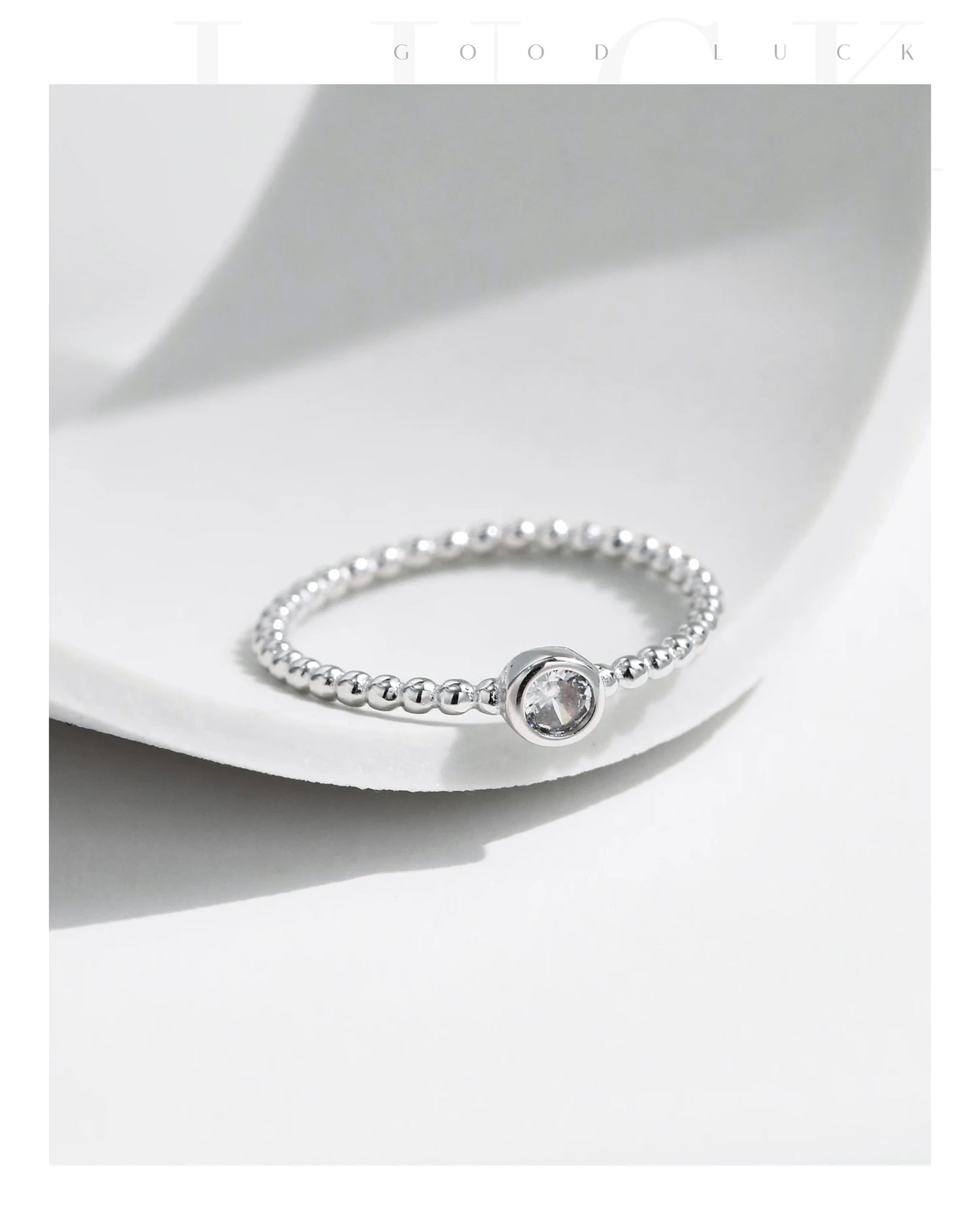 Moissanite Ring 925 Sterling Silver Beads Trendy Stackable Finger Rings For Women Lab Diamond Jewelry