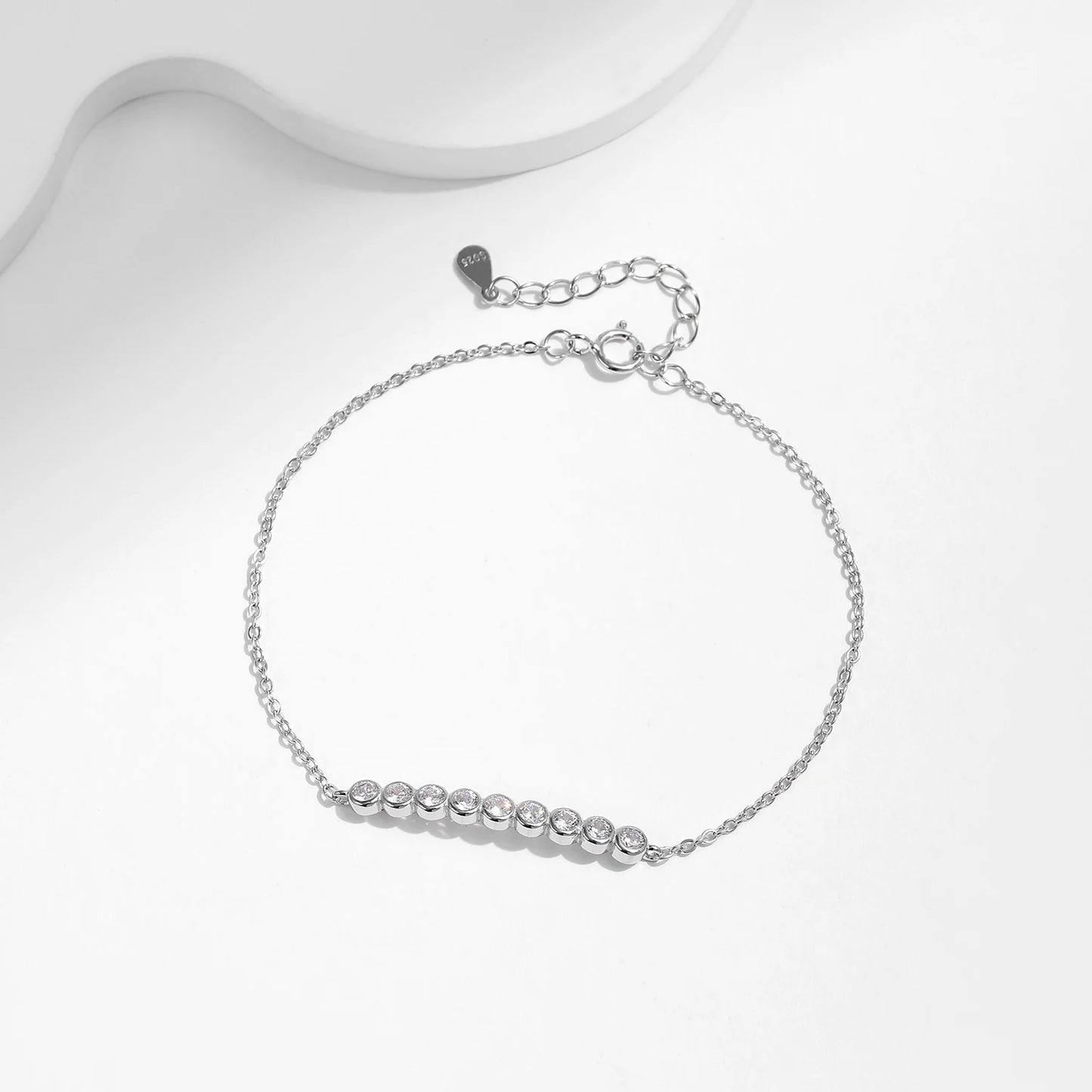 D Color Moissanite 925 Sterling Silver Simple Bracelet Round Lab Diamond Chain Link Jewelry For Women