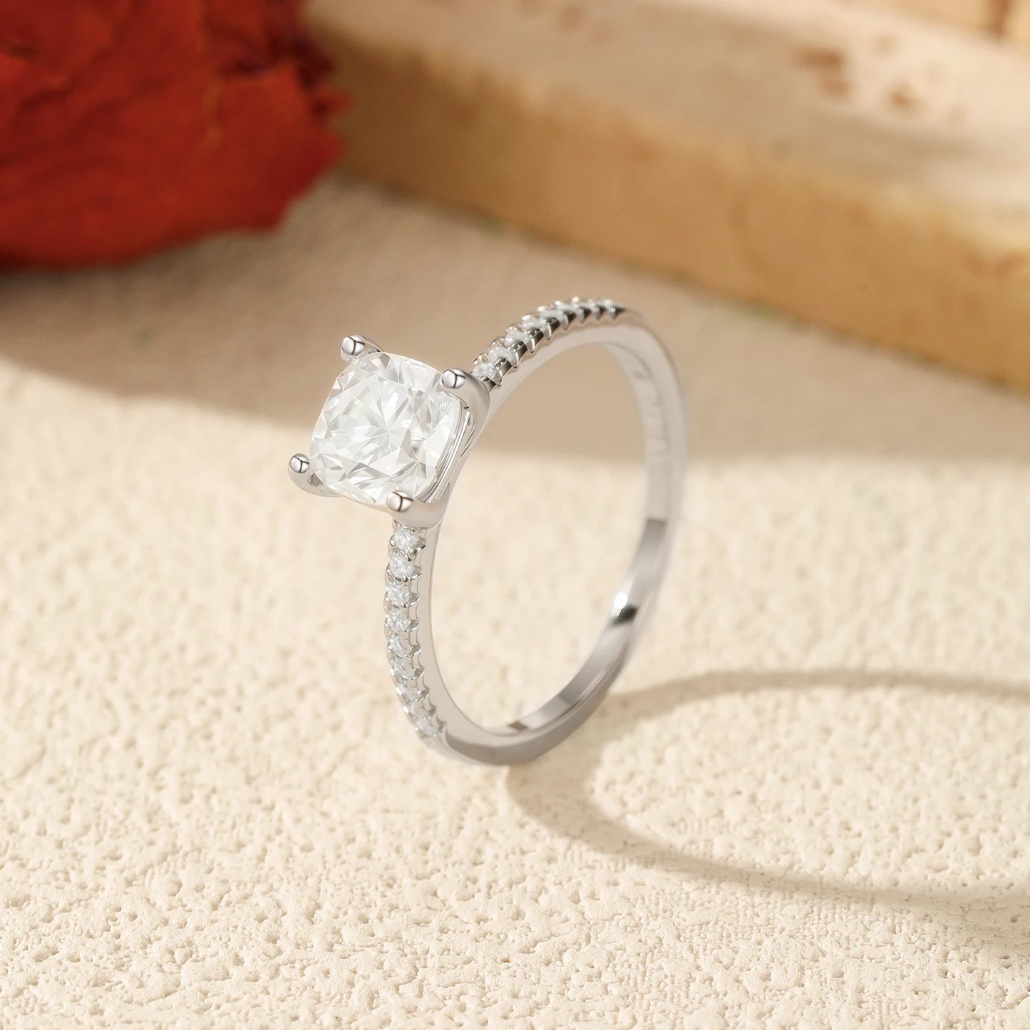 1CT D Color Square Moissanite Rings 925 Sterling Silver Trendy Finger Rings For Women