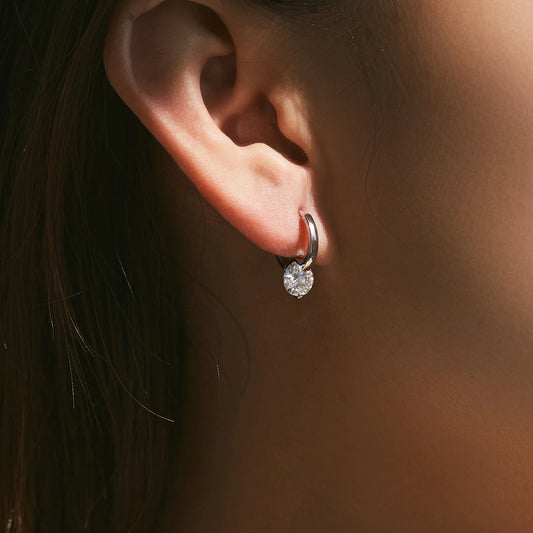 1.0CT D Color Moissanite Hoop Earrings 925 Sterling Silver Luxury Buckle Earrings For Women
