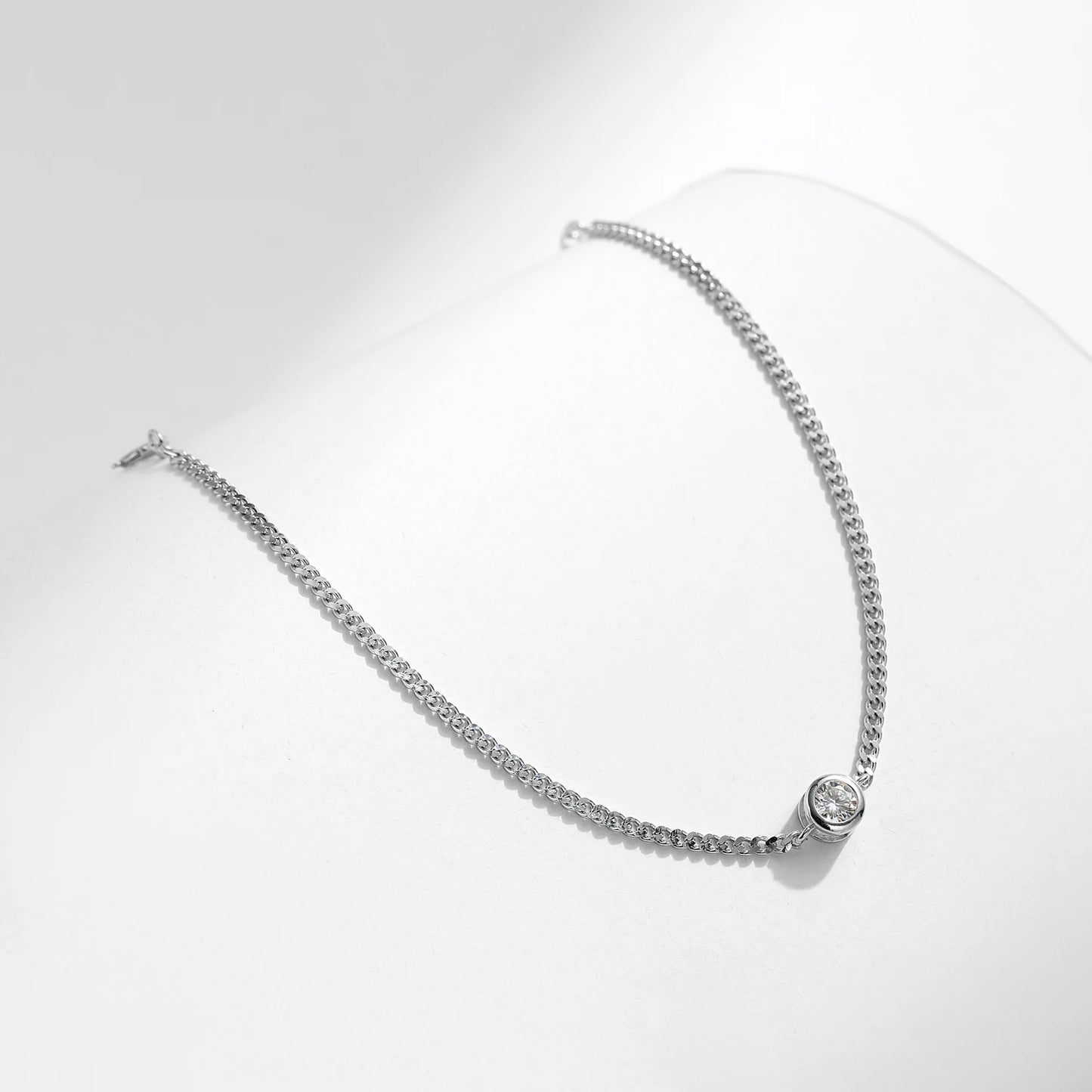 0.25CT Moissanite Bezel Setting Bracelet For Women Diamond 925 Sterling Silver Elegant Chain Bracelet