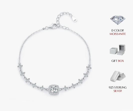 0.8CT D Color Moissanite Luxury Bracelet 925 Sterling Silver Bracelet For Women