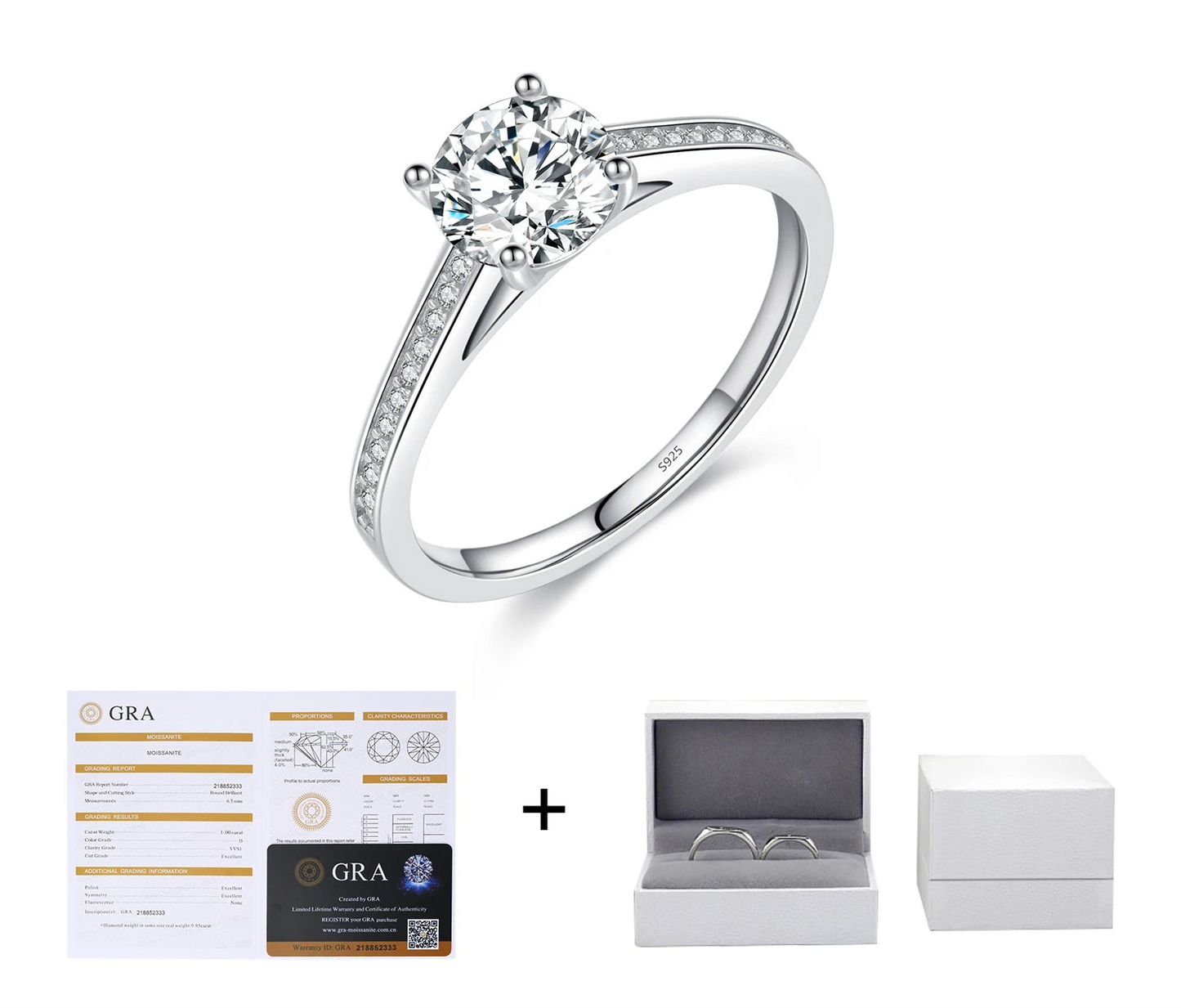D Color Lab Diamond 1CT Moissanite Ring For Women