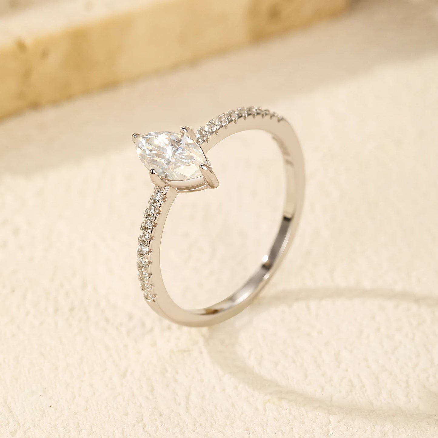 0.5Ct Rhombus Moissanite Ring 925 Sterling Silver Sparkling Lab Created Diamond For Women