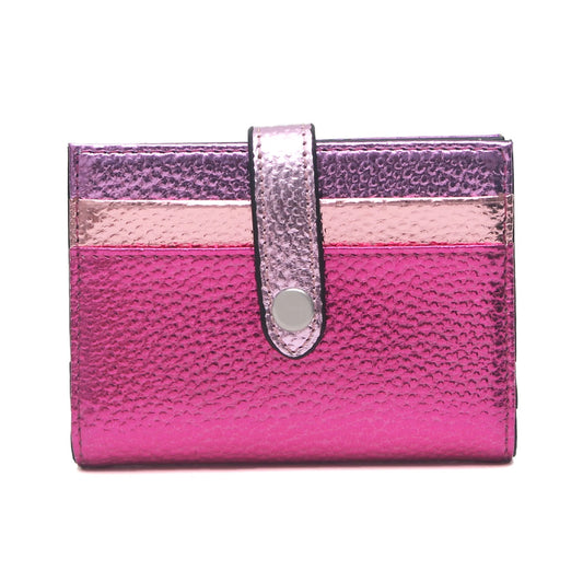 Fashion Metallic Color Block PU Leather Credit Card Holder