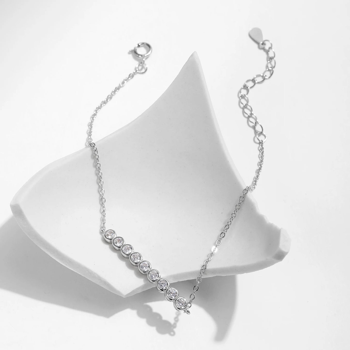 D Color Moissanite 925 Sterling Silver Simple Bracelet Round Lab Diamond Chain Link Jewelry For Women