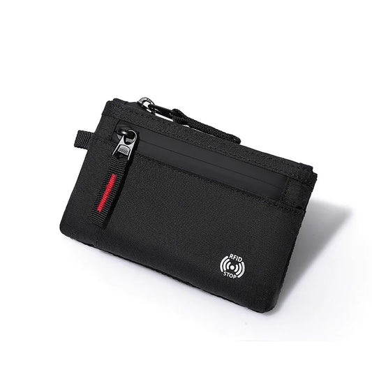 Men Credit Card Holder Nylon Slim Purse Zipper Key Card Case