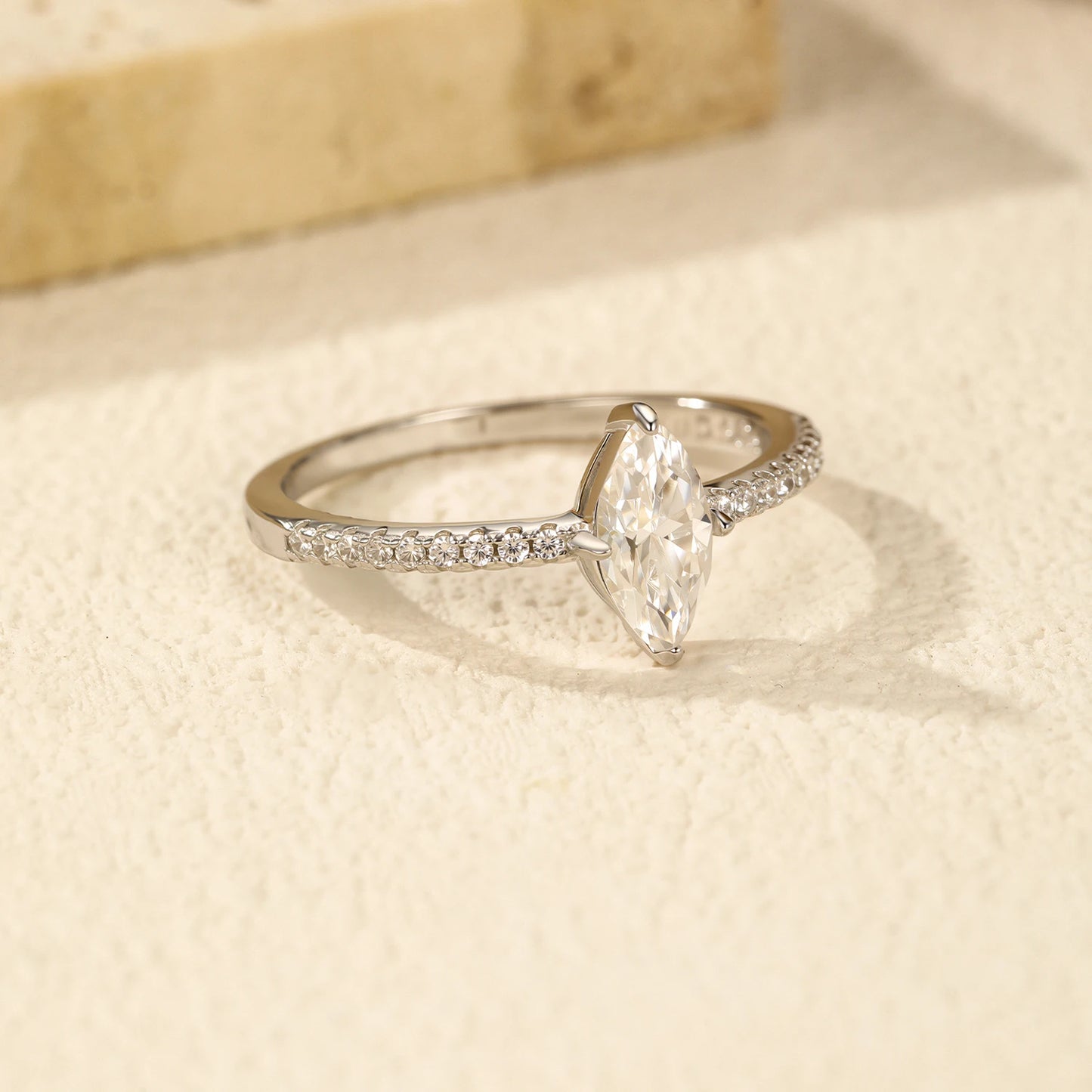 0.5Ct Rhombus Moissanite Ring 925 Sterling Silver Sparkling Lab Created Diamond For Women