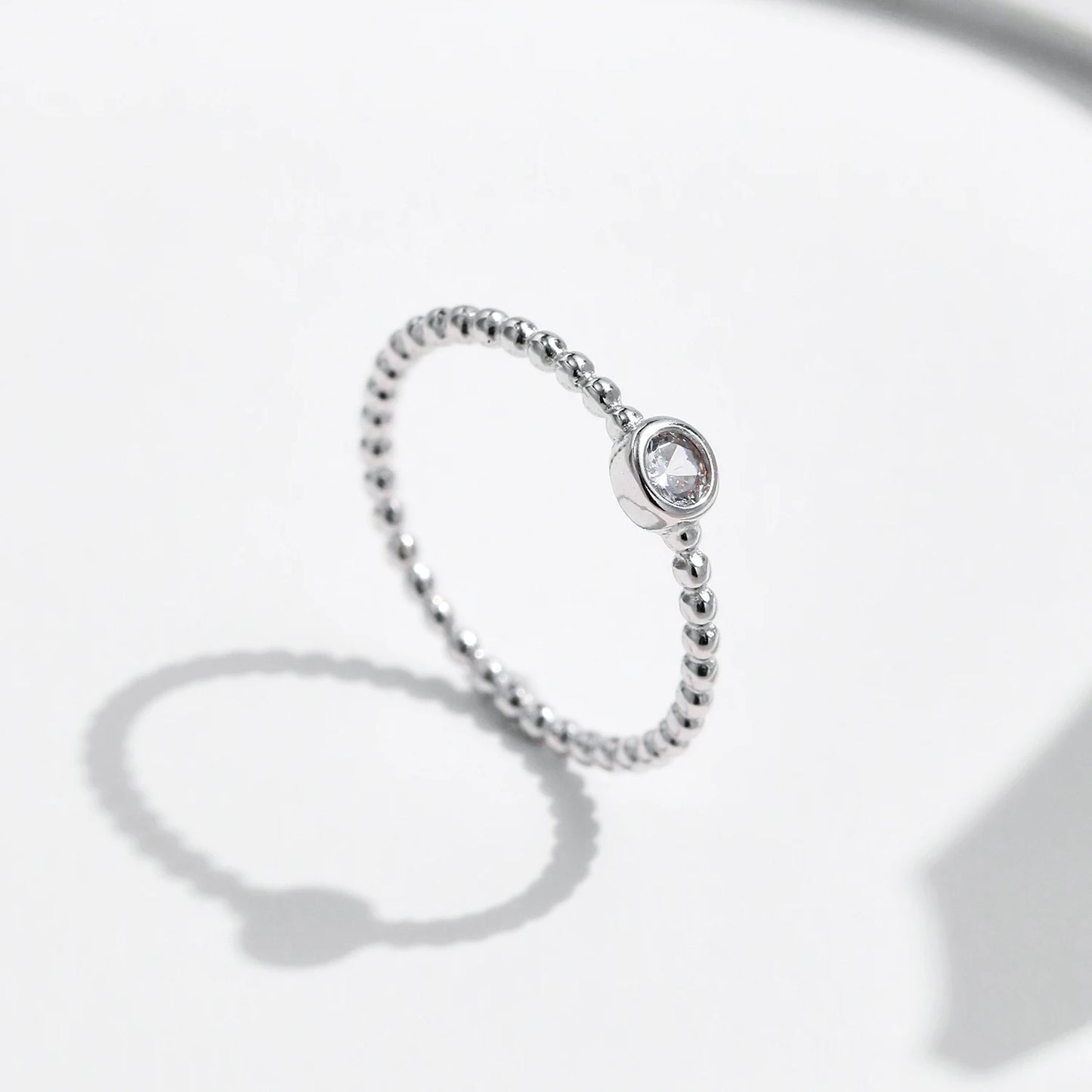 Moissanite Ring 925 Sterling Silver Beads Trendy Stackable Finger Rings For Women Lab Diamond Jewelry