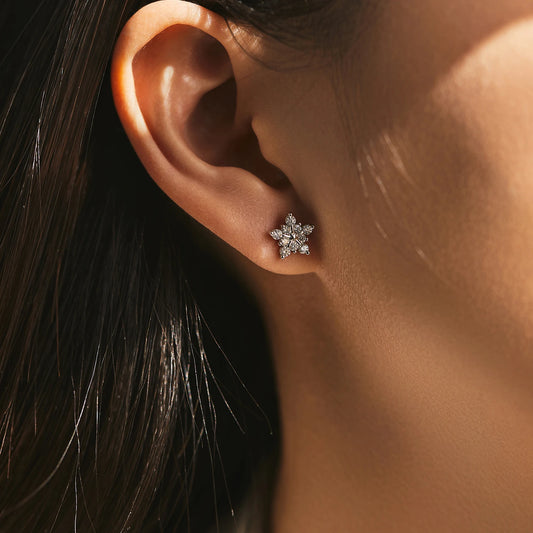 D Color Dazzling Moissanite Earrings 925 Sterling Silver Trendy Cute Snowflake Stud Earrings For Women
