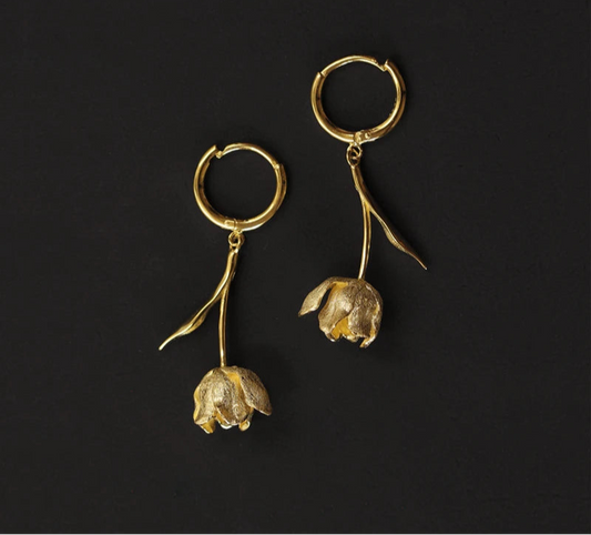 925 Sterling Silver Flower Dangle Earrings For Women Luxury Hoop Earring