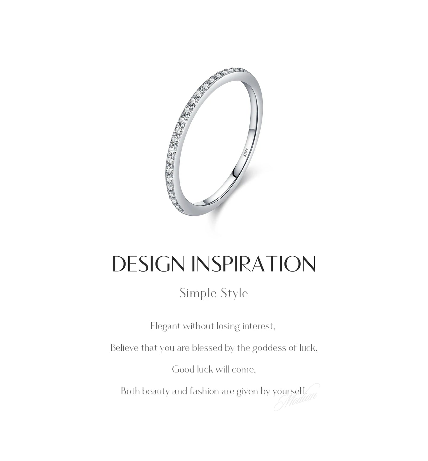 Simple Eternity Moissanite Ring 925 Sterling Silver For Women