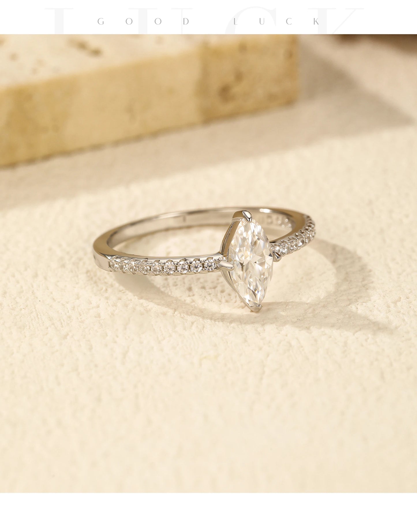 0.5Ct Rhombus Moissanite Ring 925 Sterling Silver Sparkling Lab Created Diamond For Women