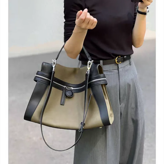 2024 new fashion and retro color tote commuter bag large-capacity casual one-shouldered hand-held oblique cross briefcase