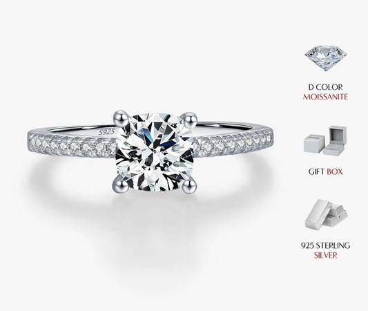 1CT D Color Square Moissanite Rings 925 Sterling Silver Trendy Finger Rings For Women
