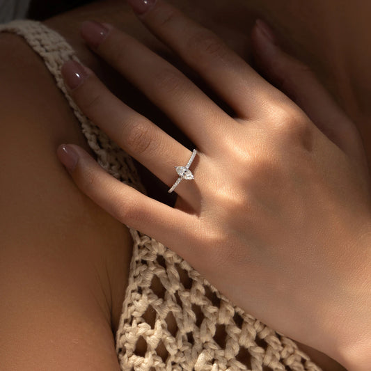 0.5Ct Rhombus Moissanite Ring 925 Sterling Silver Sparkling Lab Created Diamond For Women