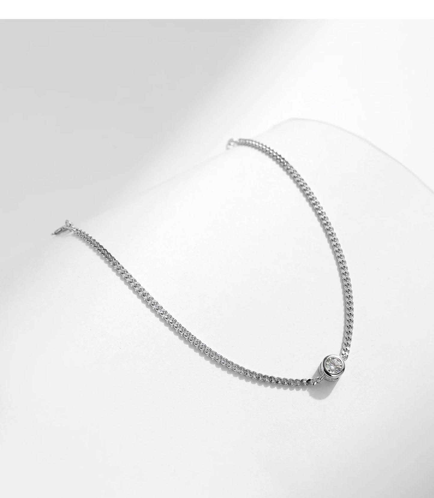 0.25CT Moissanite Bezel Setting Bracelet For Women Diamond 925 Sterling Silver Elegant Chain Bracelet