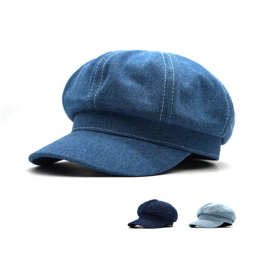 Women Leisure Hat Ladies Denim Beret Hat Cowboy Cap