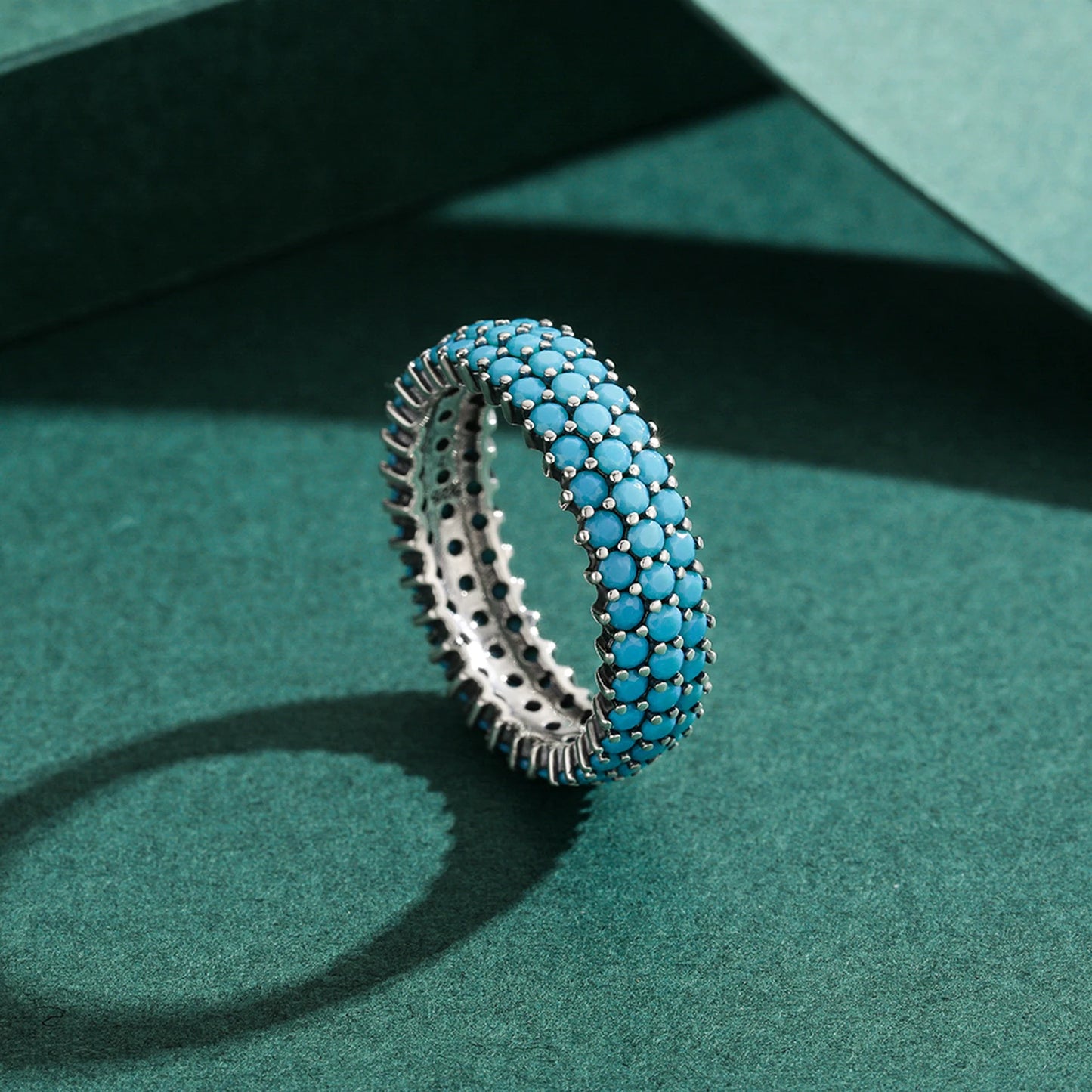 Genuine 925 Sterling Silver Luxury Turquoise Finger Rings For Women Vintage Rings