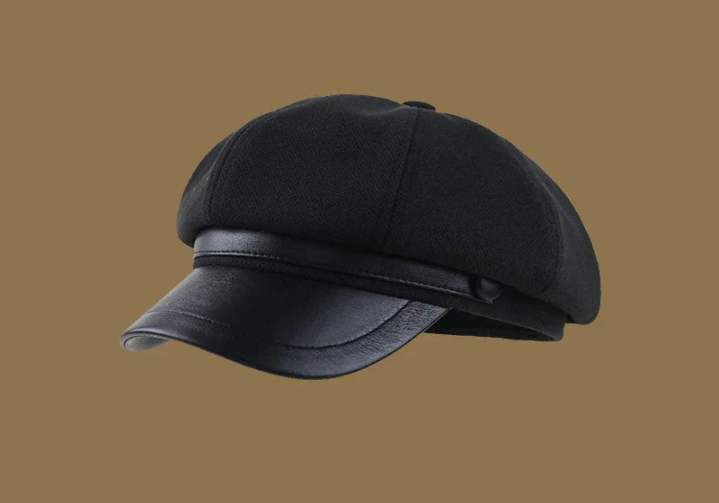 Autumn and Winter Women's Warm Duck Tongue Beret Elegant Artistic Painter Octagonal Hat Cap