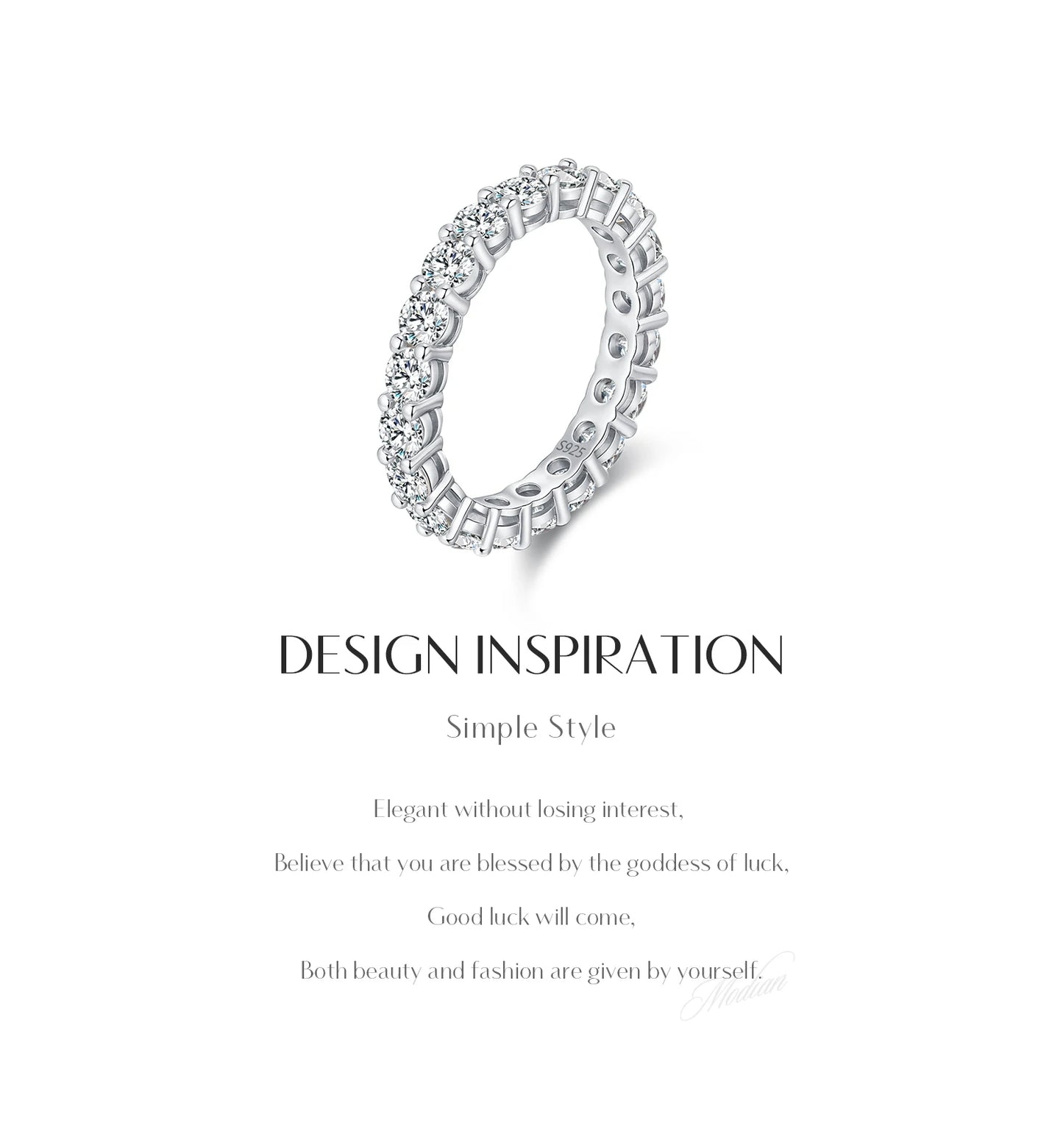 Dazzling D Color Moissanite Eternity Rings 925 Sterling Silver Ring For Women